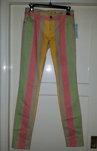 Alice and Olivia Multi Tan Stripe Skinny Jeans